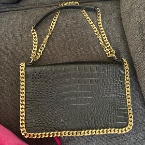 Bebe cross body gold chain purse clutch